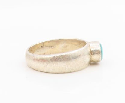 925 Sterling Silver Vintage Ring Classic Cabochon Turquoise Band  Sz 11  RG34890