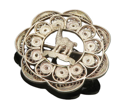 925 Sterling Silver  Vintage Antique Alpaca Filigree Detail Brooch Pin  BP4968