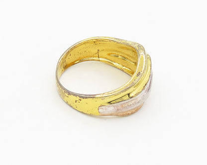 MILOR 925 Silver  Vintage Shiny Three Tone Pointed Band Ring Sz 8  RG18069