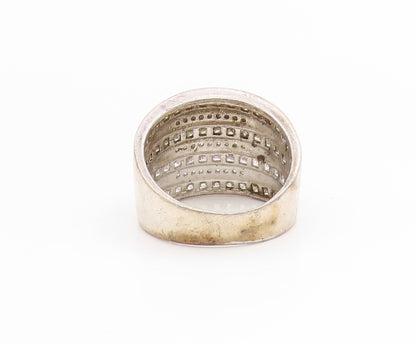 925 Sterling Silver Vintage Ring CZ Multi Row Channel Set Band  Sz 9  RG34440