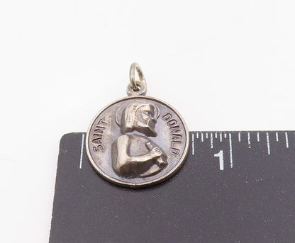 925 Sterling Silver Vintage Pendant Saint Donald Religious Medallion  PT25462