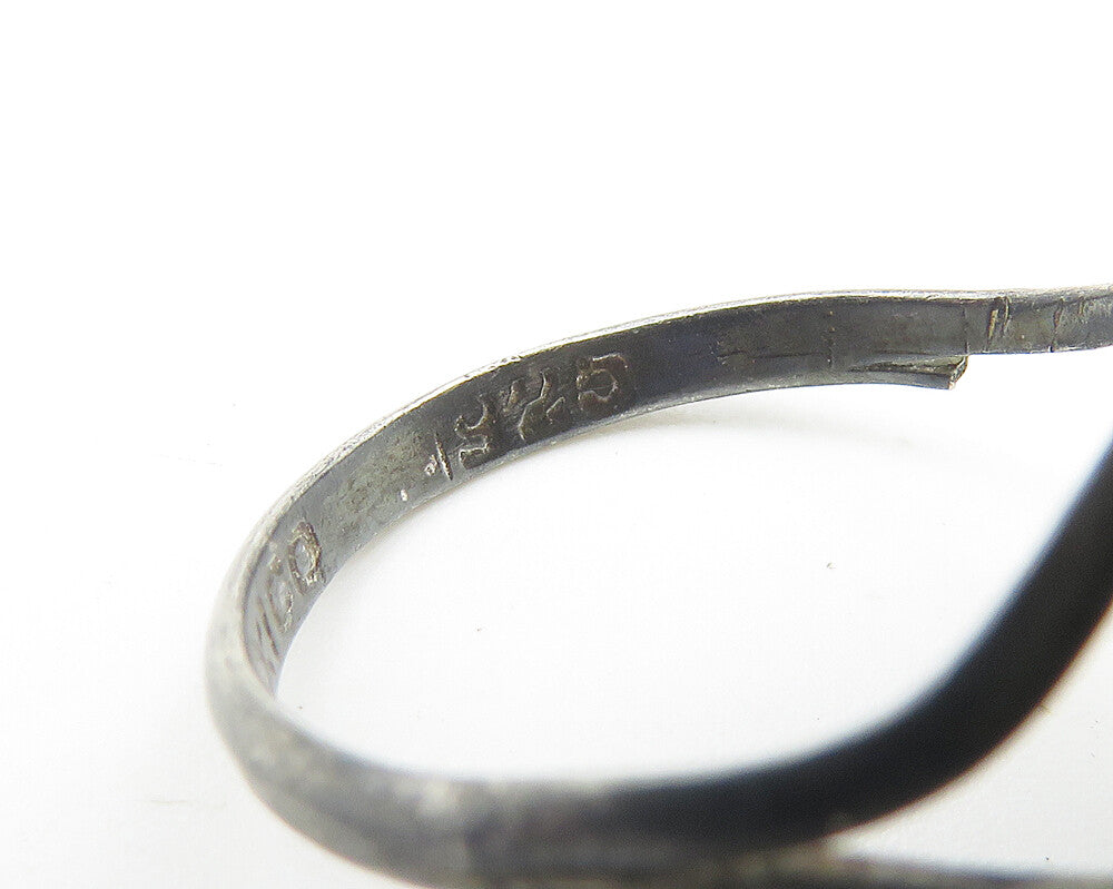 MEXICO 925 Silver  Vintage Black Onyx Oxidized Cocktail Ring Sz 7.5  RG10689