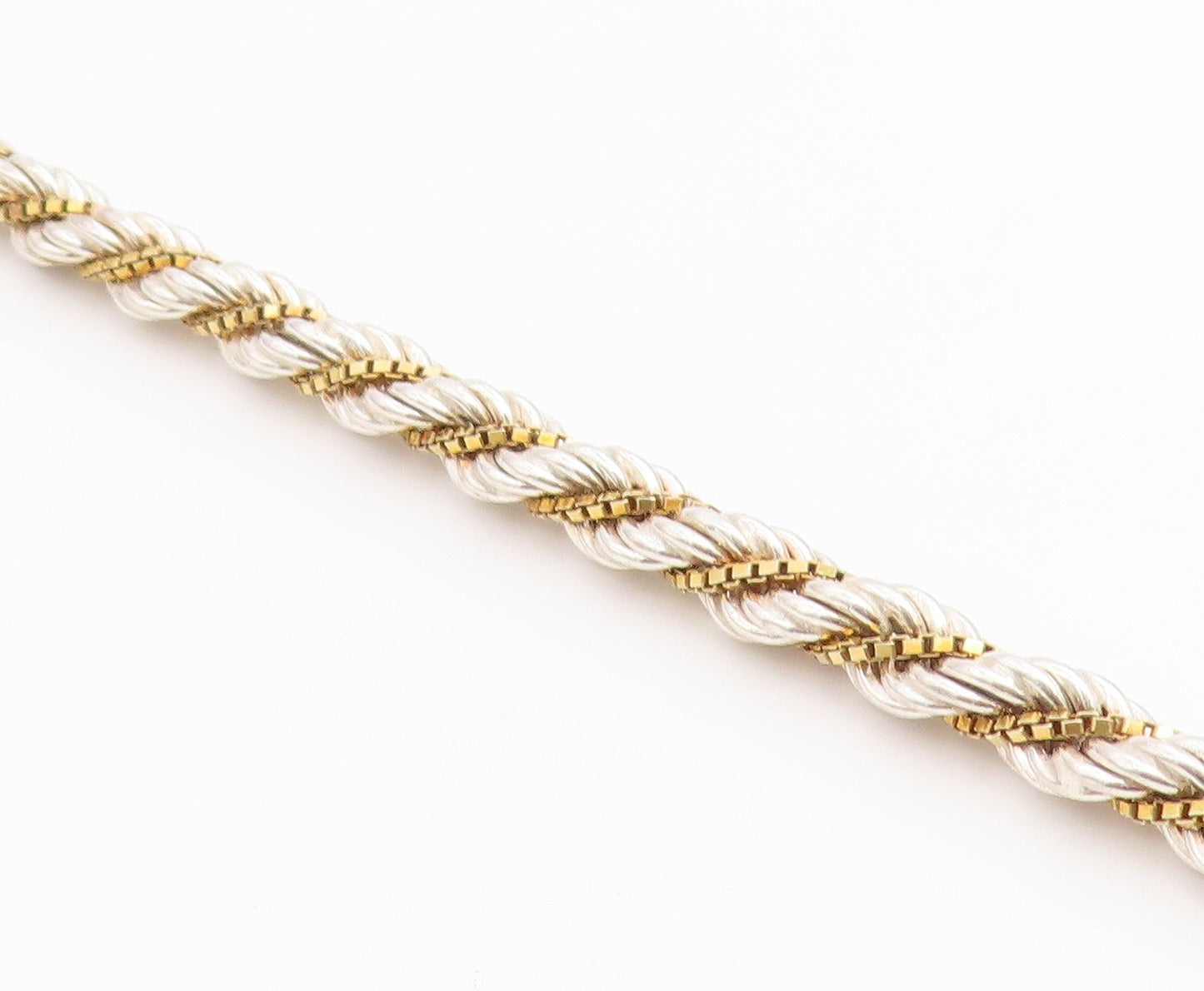 925 Sterling Silver Vintage Bracelet Classic Two Tone Twisted Rope Chain BT12216