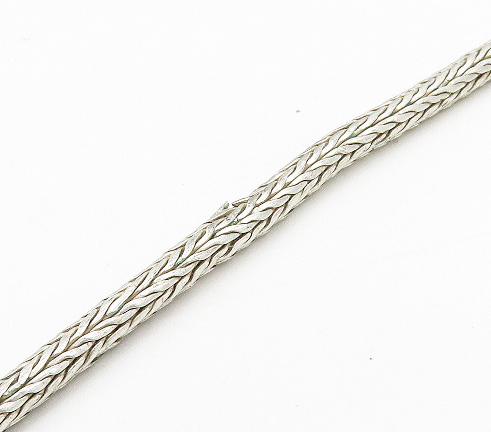 925 Sterling Silver  Vintage 2 Tone Floral Swirl Wheat Chain Necklace  NE2593
