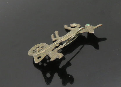 MEXICO 925 Silver  Vintage Antique Turquoise Donkey Carriage Brooch Pin BP7792