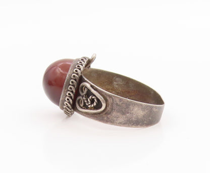 925 Sterling Silver Vintage Ring Classic Carnelian Statement Band  Sz 9  RG35780