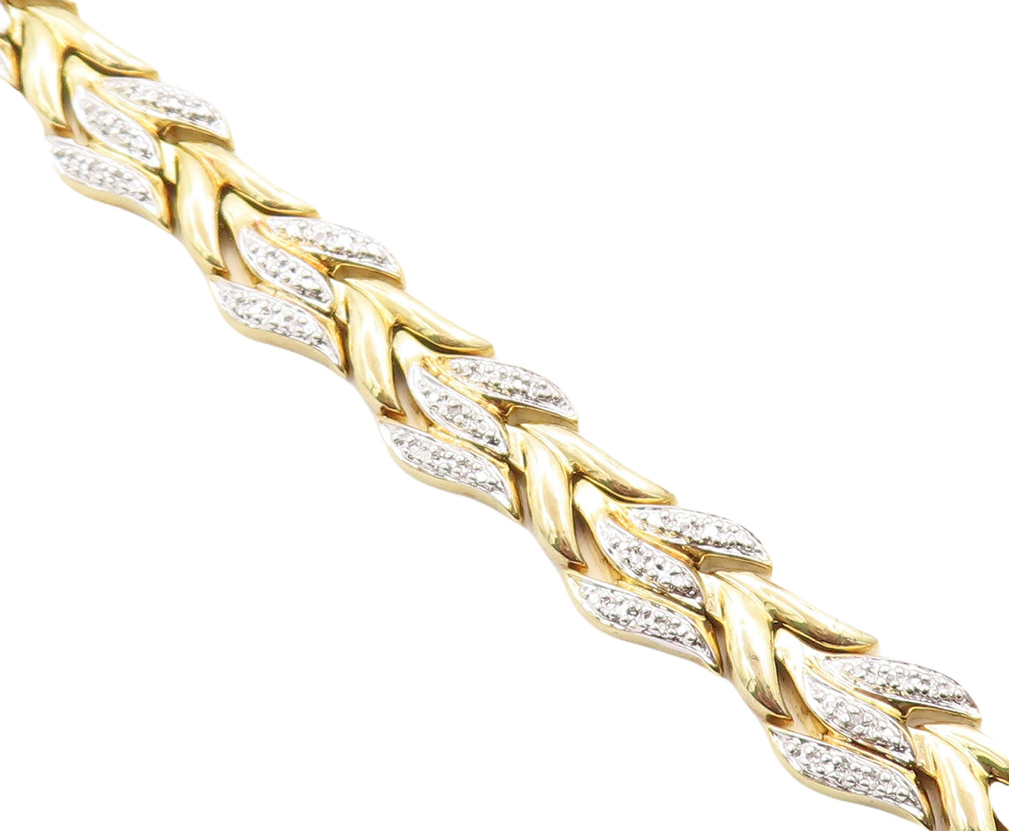 ROSS SIMON 925 Sterling Silver  Genuine Diamonds 2 Tone Chain Bracelet  BT1204