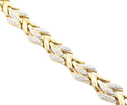 ROSS SIMON 925 Sterling Silver  Genuine Diamonds 2 Tone Chain Bracelet  BT1204