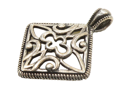 925 Sterling Silver  Vintage Mother Of Pearl Open Swirl Drop Pendant  PT11941