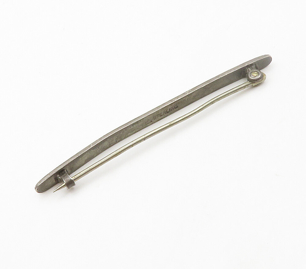 925 Sterling Silver  Vintage Pink Enamel Coated Bar Brooch Pin  BP6018