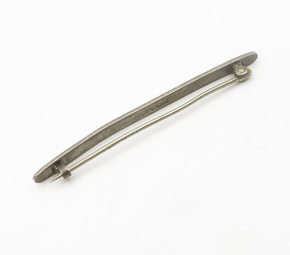 925 Sterling Silver  Vintage Pink Enamel Coated Bar Brooch Pin  BP6018