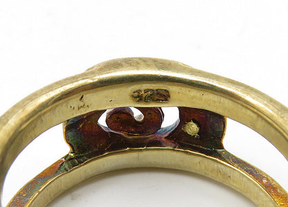 925 Sterling Silver  Vintage Topaz Two Tone Spiral Band Ring Sz 5  RG10429