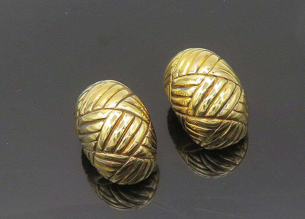 925 Sterling Silver  Vintage Gold Plated Hollow Non Pierce Earrings  EG9775