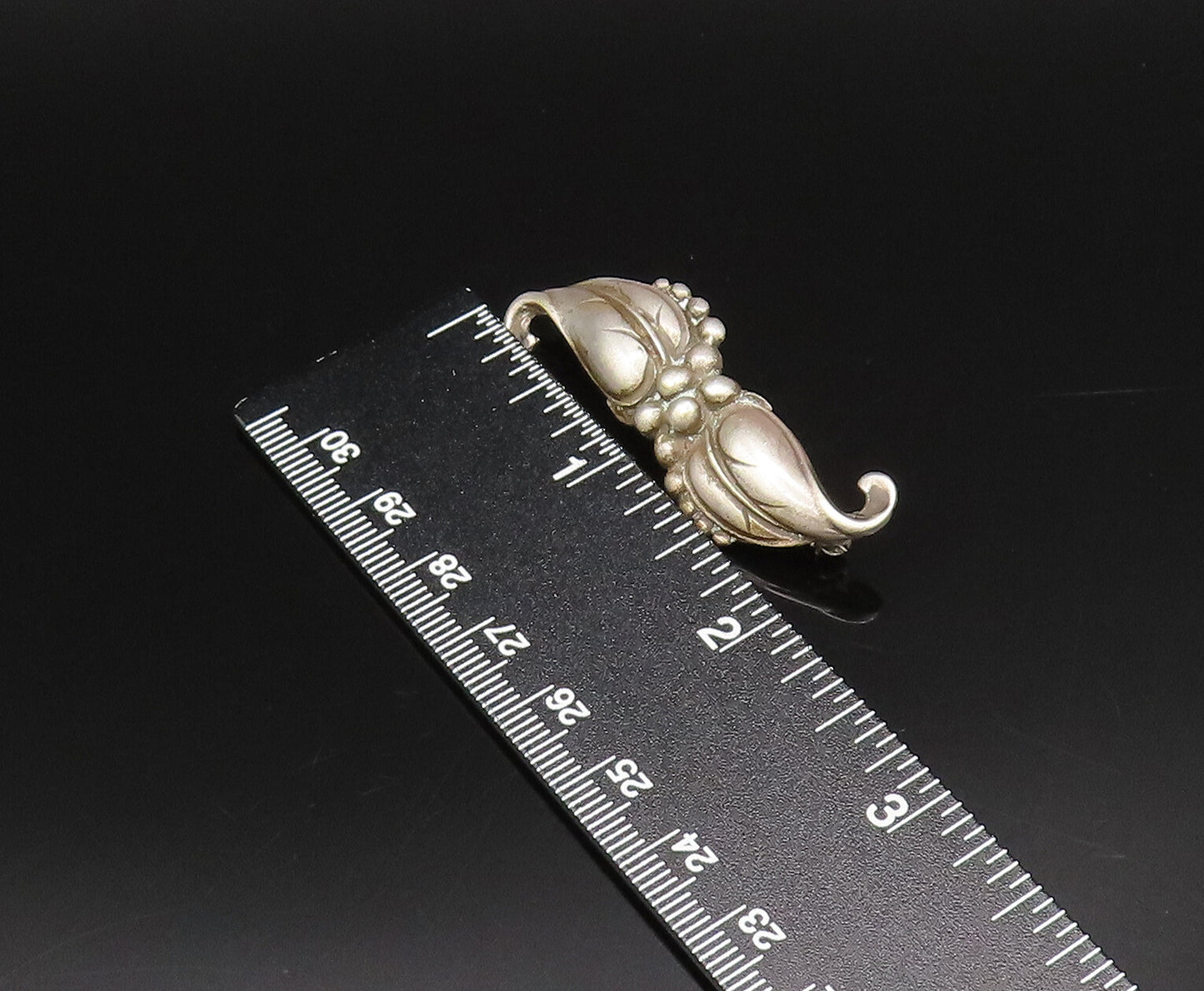 VIKINGCRAFT 925 Silver  Vintage Antique Double Leaves Brooch Pin  BP10013
