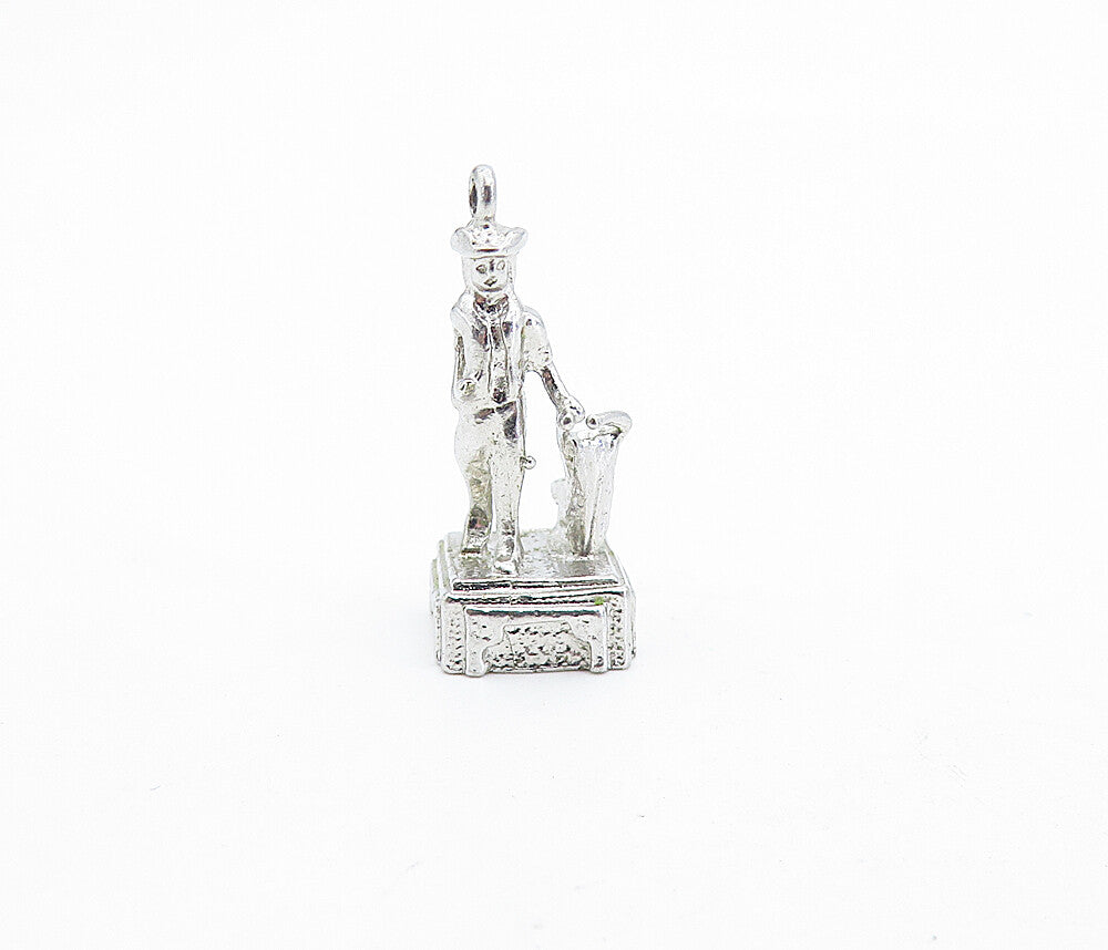 925 Sterling Silver  Vintage Shiny Petite Sculpted Statue Pendant  PT4786