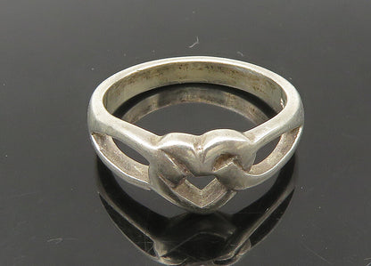 925 Sterling Silver  Vintage Shiny Open Love Heart Band Ring Sz 6.5  RG22248
