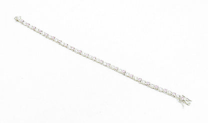 ROSS SIMON 925 Silver  Pink & White Cubic Zirconia Chain Bracelet  BT1561