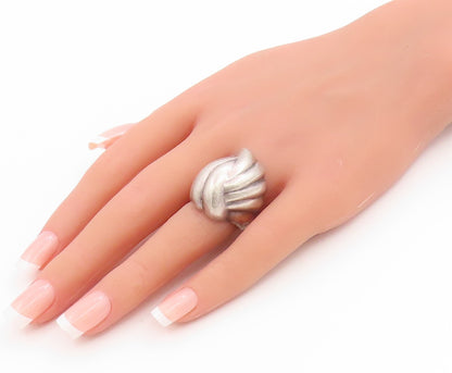 925 Sterling Silver Vintage Ring MEXICO Classic Ribbed Knot Band  Sz 6  RG36006