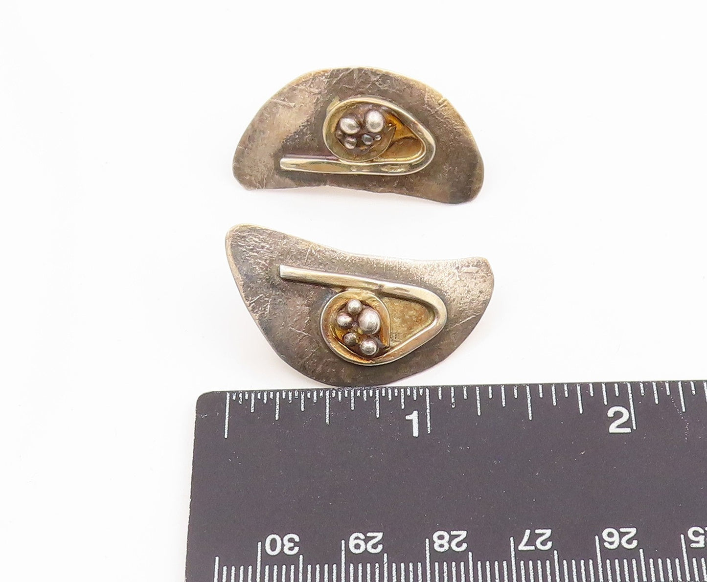 925 Sterling Silver Vintage Earrings DE LILLO Bold Crescent Moon Studs  EG14176