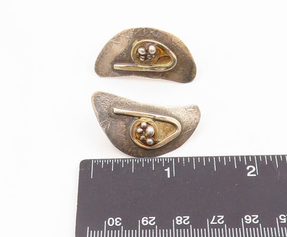 925 Sterling Silver Vintage Earrings DE LILLO Bold Crescent Moon Studs  EG14176