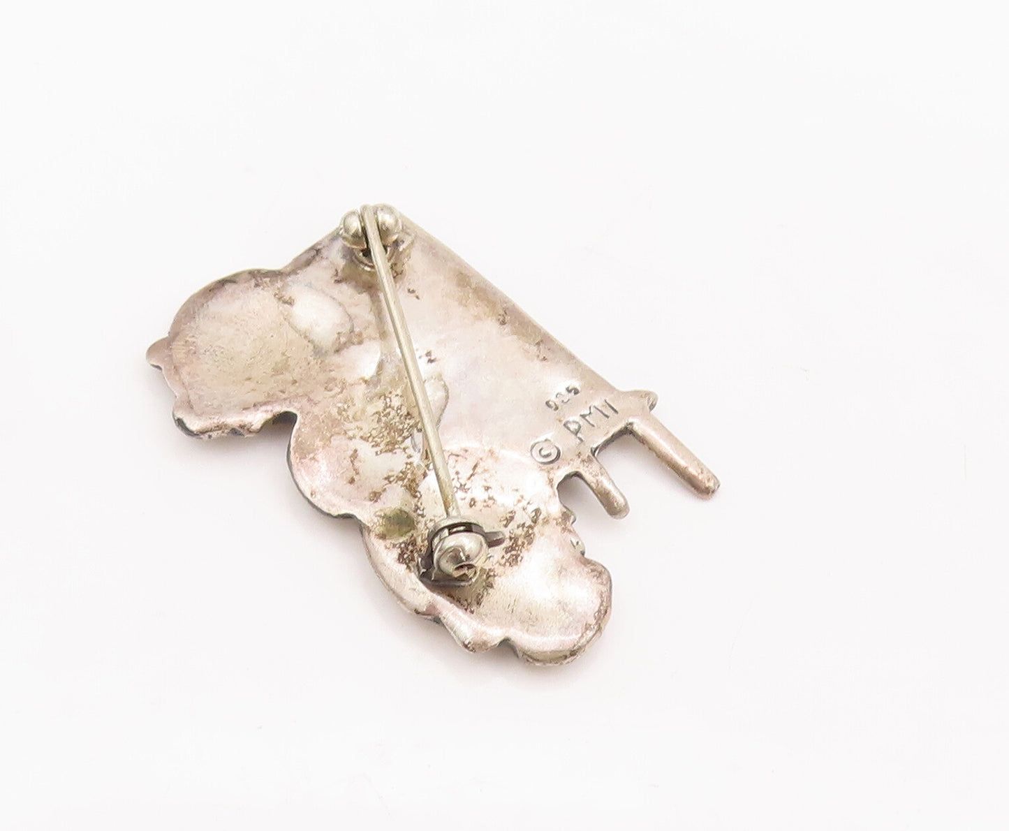925 Sterling Silver Vintage Brooch Pin PMI Girl Teaching Love Care Share BP10961