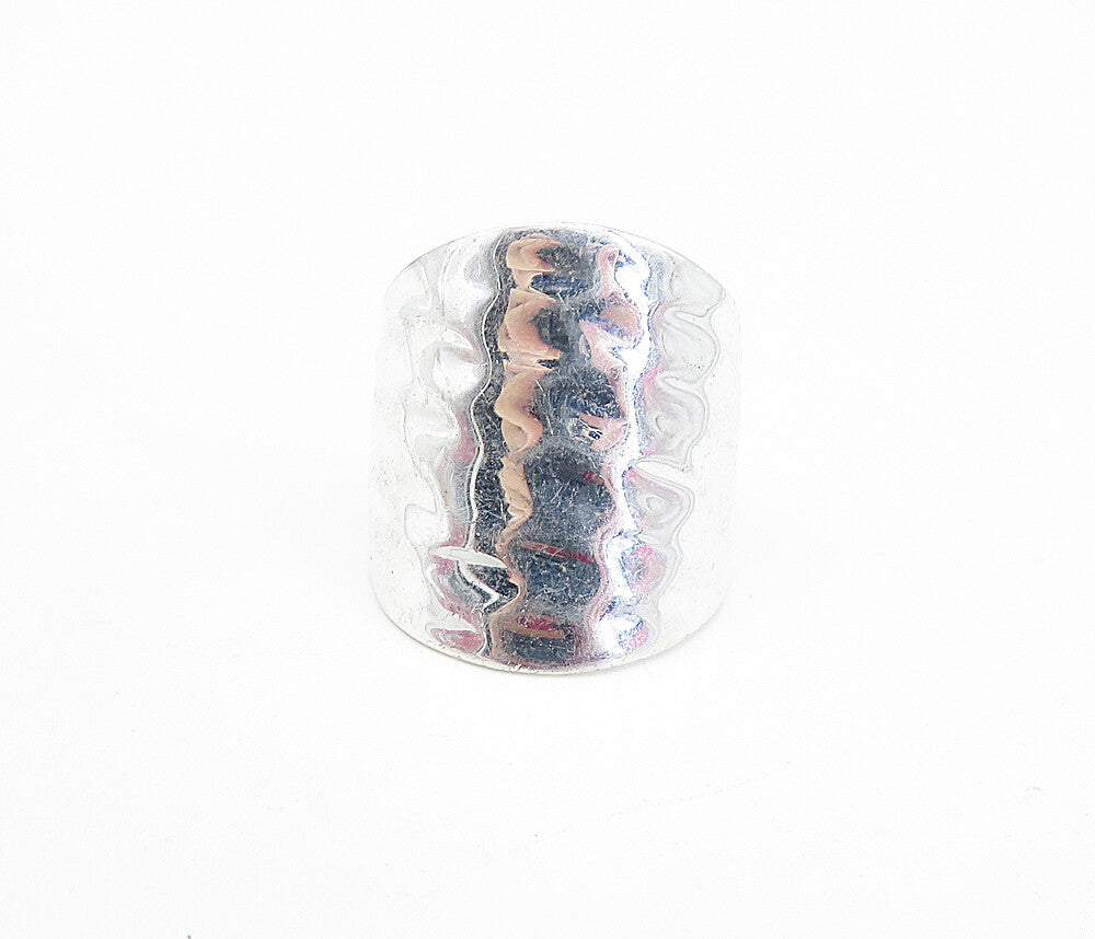 SETA 925 Sterling Silver  Petite Shiny Hammered Tapered Band Ring Sz 6  RG6805