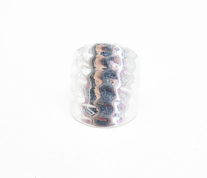 SETA 925 Sterling Silver  Petite Shiny Hammered Tapered Band Ring Sz 6  RG6805