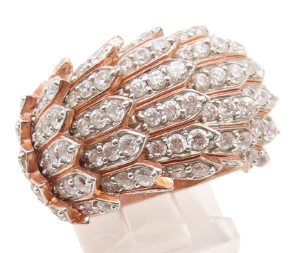 925 Sterling Silver Vintage Ring Gold Plated SONIA B. Feather  Sz 7.5  RG36234