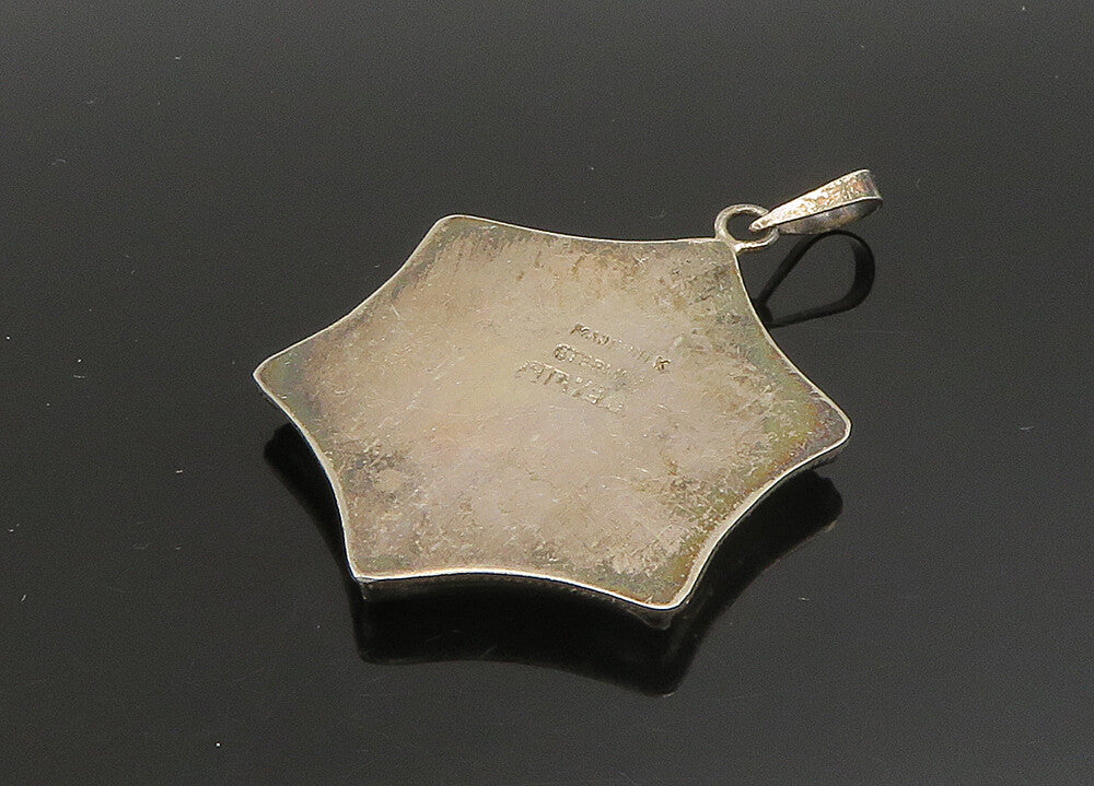 CHINESE 925 Silver  Vintage Black Onyx Dark Tone Writing Pendant  PT19419