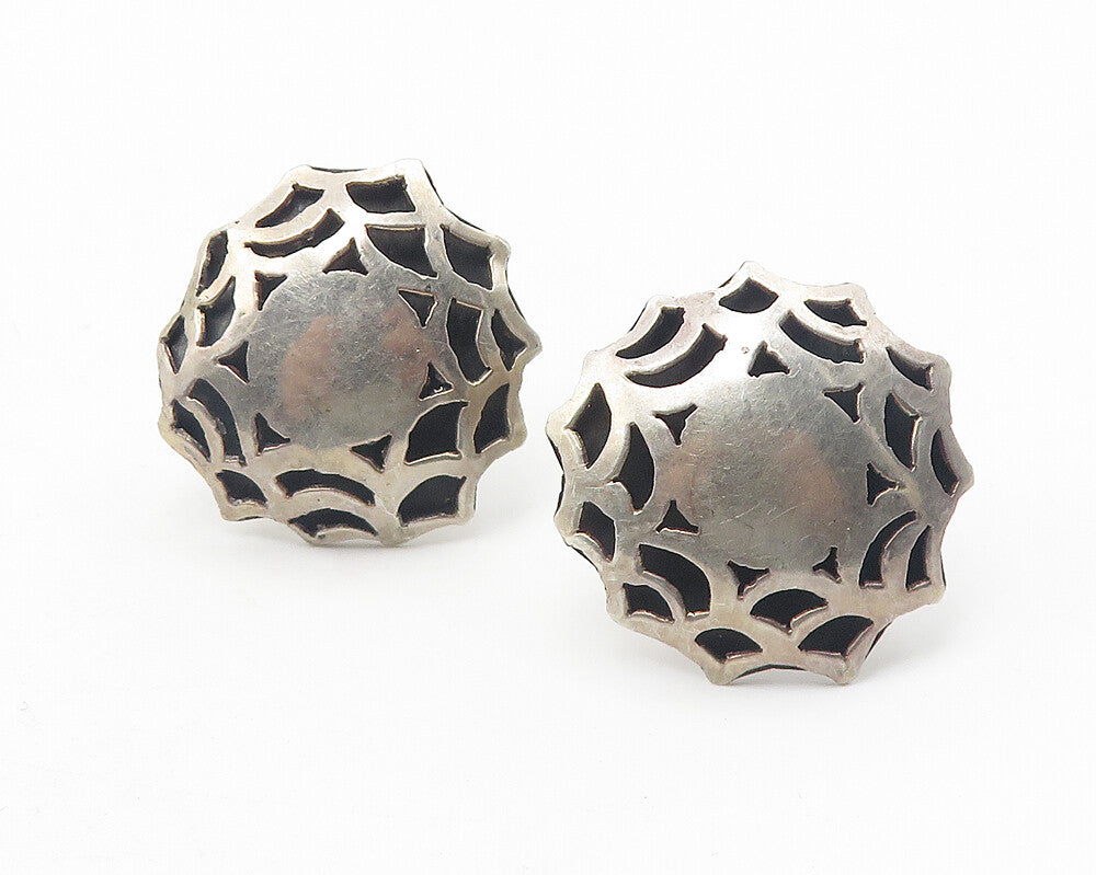 RG MEXICO 925 Silver  Vintage Cutout Floral Design Non Pierce Earrings  EG6269