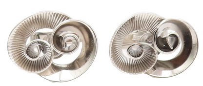 925 Sterling Silver Vintage Swirly Spiral Cutout Solid Heart Cufflinks  TR3557