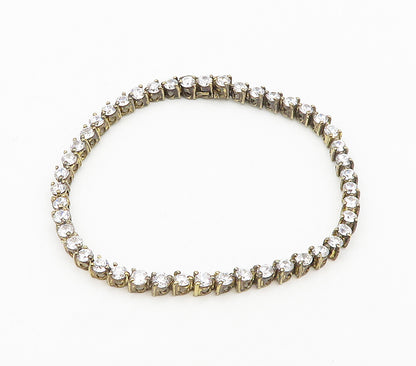 925 Sterling Silver  Vintage Shiny Cubic Zirconia Chain Bracelet  BT6205