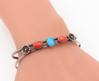 925 Sterling Silver Vintage Bracelet Designer Carnelian & Larimar Cuff  BT11007