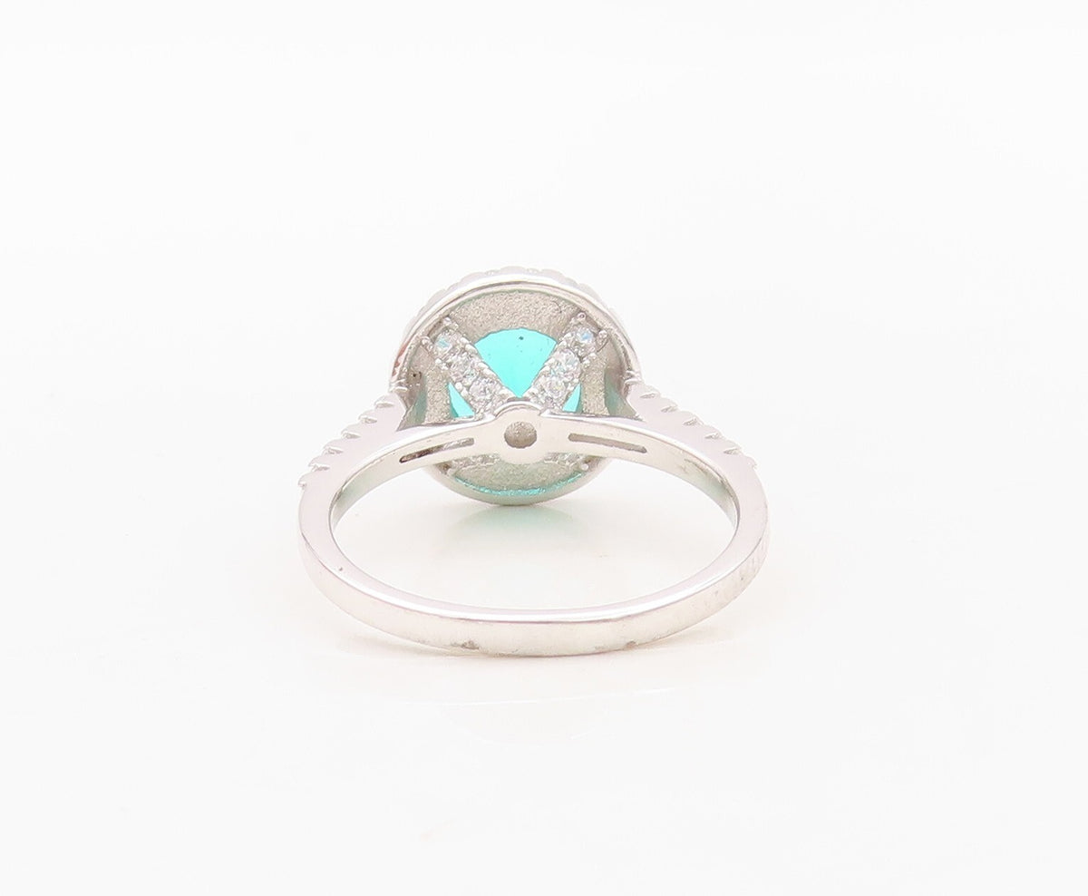 925 Sterling Silver Vintage Ring 2 Tone Round CZ Wedding Ring  Sz 6  RG30152
