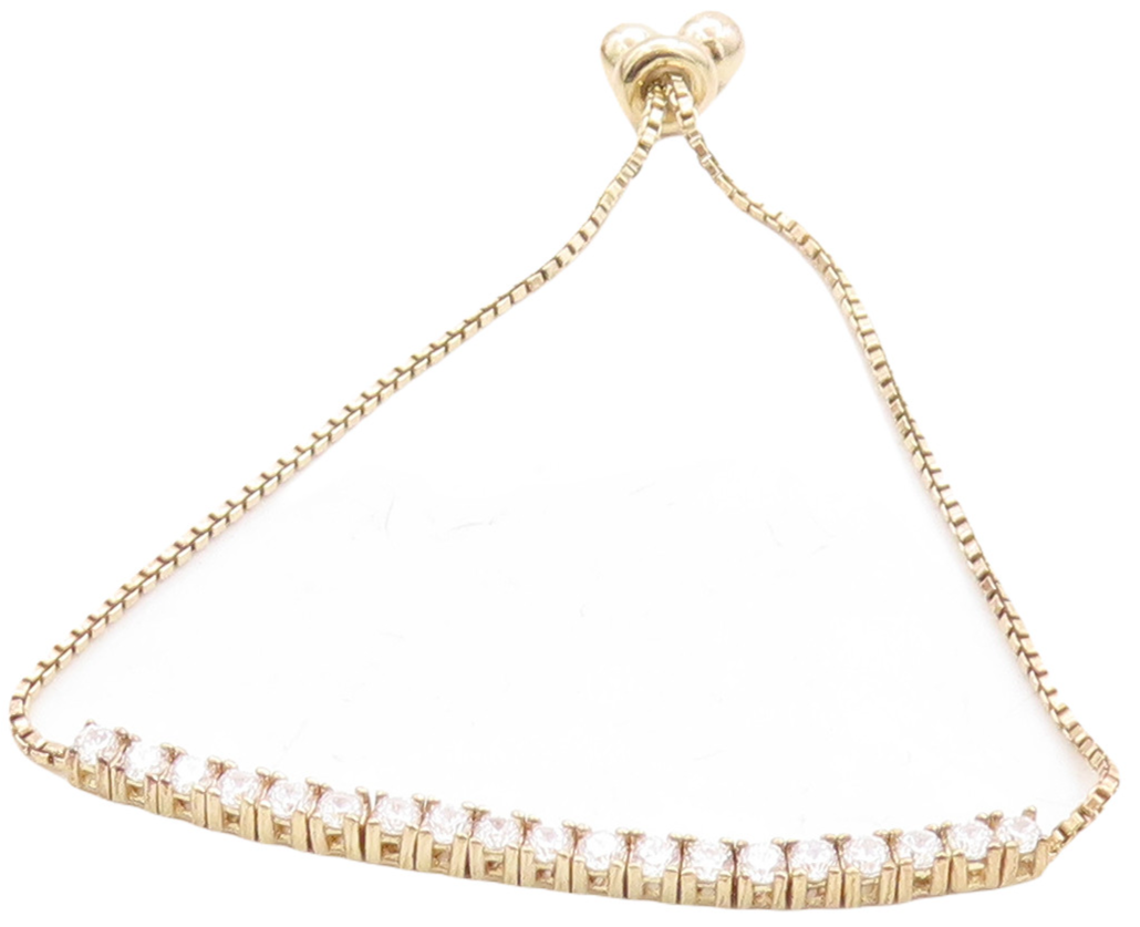 Gold Over 925 Silver  Cubic Zirconia Adjustable Child Box Chain Bracelet BT1101