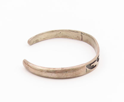 SOUTHWESTERN 925 Sterling Silver Vintage Oxidized Petite Cuff Bracelet BT8795