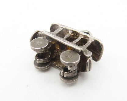 925 Sterling Silver  Vintage Petite Dark Tone Trolley Car Pendant  PT9382