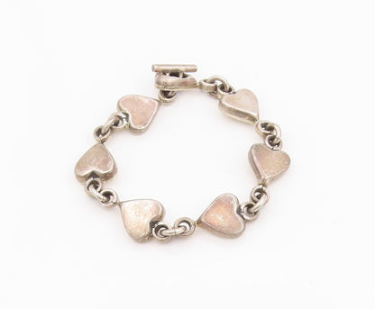 925 Sterling Silver Vintage Bracelet MEXICO Interlocking Love Hearts BT11615