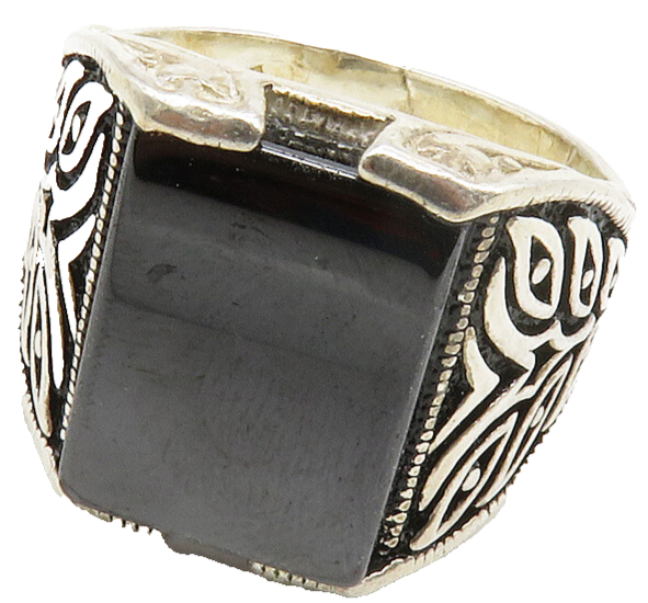 MIDDLE EAST 925 Silver  Vintage Hematite Square Band Ring Sz 11.5  RG13156