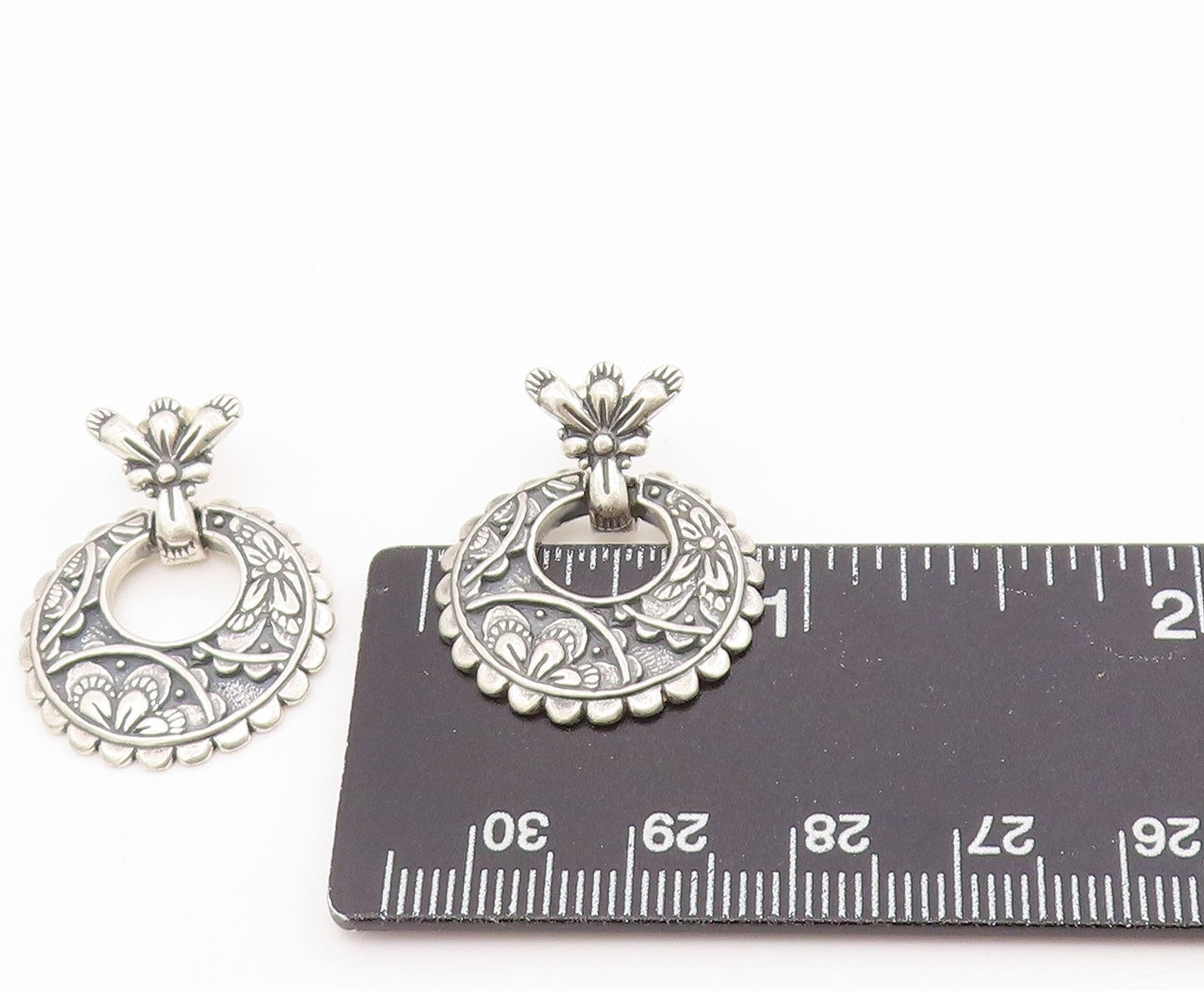 925 Sterling Silver Vintage Earrings CAROLYN POLLACK Floral Scrollwork  EG13959