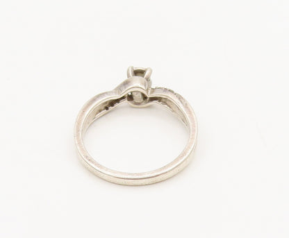925 Sterling Silver  Vintage Delicate Twisted Swirly Diamond Ring Sz 7 RG26864