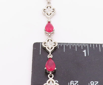 925 Sterling Silver  Vintage Beautiful Ruby & Cubic Zirconia Bracelet  BT9567