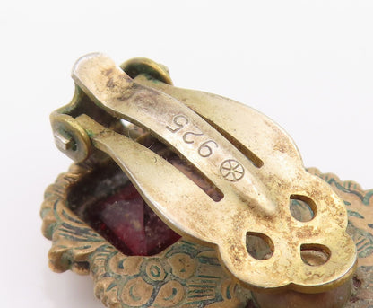 925 Sterling Silver Vintage Earrings STEPHEN DWECK Gemstone Clip On  EG14285