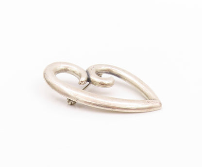 925 Sterling Silver Vintage Brooch JAMES AVERY Swirly Cutout Love Heart  BP11610