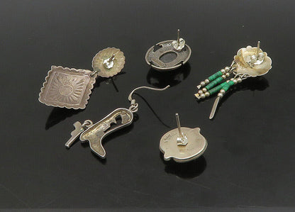 ZUNI NAVAJO 925 Silver  Vintage MultiStone Lot Single Earrings  EG11260