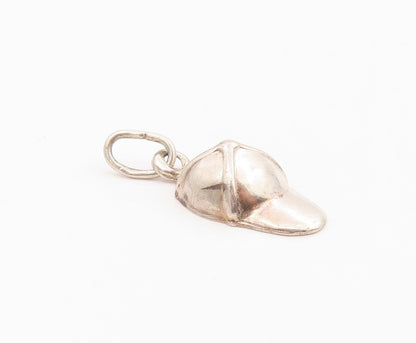 925 Sterling Silver Vintage Pendant 3D Classic Baseball Hat Cap Charm  PT25650