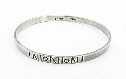 MEXICO 925 Sterling Silver  Vintage Dark Tone Etched Bangle Bracelet  BT1899