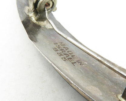 ISRAEL 925 Silver  Vintage Mother Of Pearl Mosaic Leaf Brooch Pin  BP4000