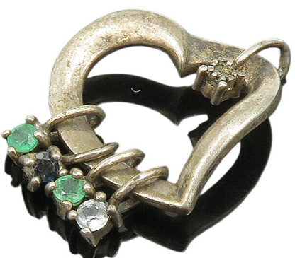 LENOX 925 Silver  Vintage Diamond & Gemstones Love Heart Pendant  PT20237