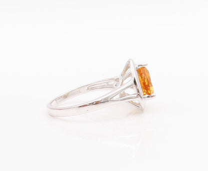925 Sterling Silver Vintage Ring Minimalist Triangle Cut Citrine  Sz 7  RG29214